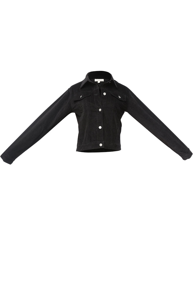 crop cord jacket#color_black