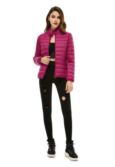 high neck puffer jacket#color_cereza