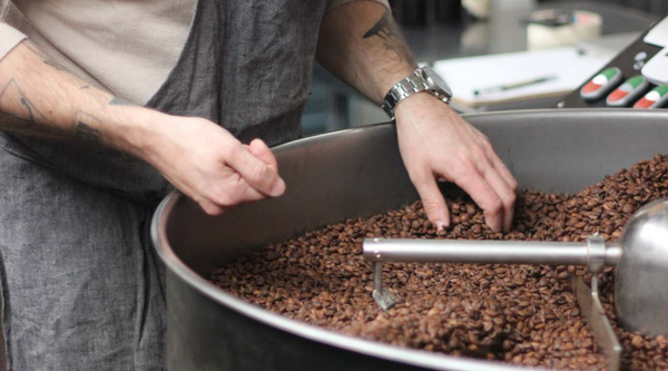 Coffee roasting in action at Fjord Coffee Roasters, Berlin. 