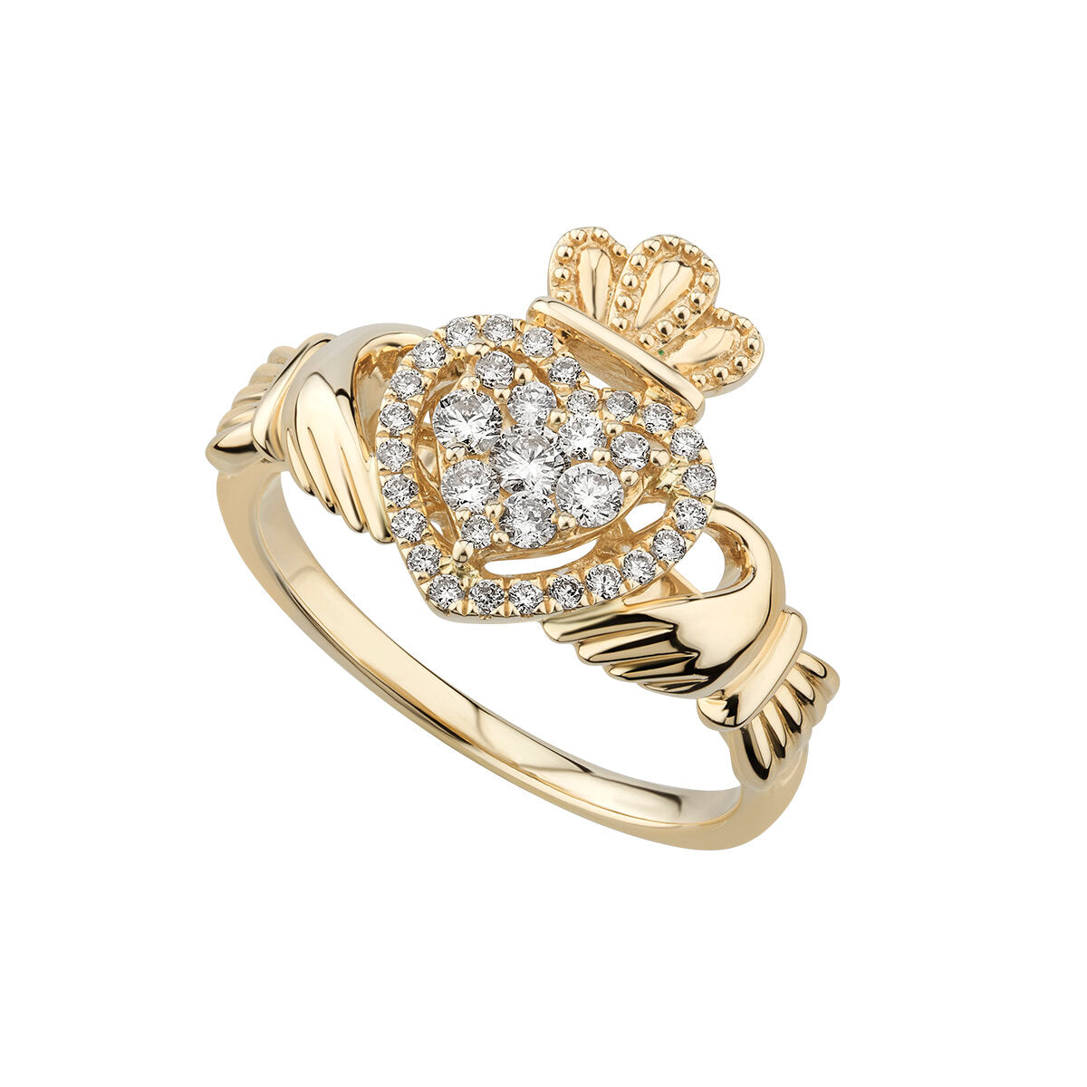 diamond heart claddagh ring