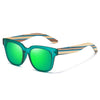 Resin Frame Stripe Wood Sunglasses