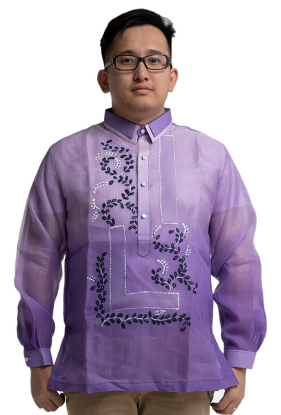 Men's Cocoon Purple Premium Barong Tagalog - Arvin - JV40 – Barong World