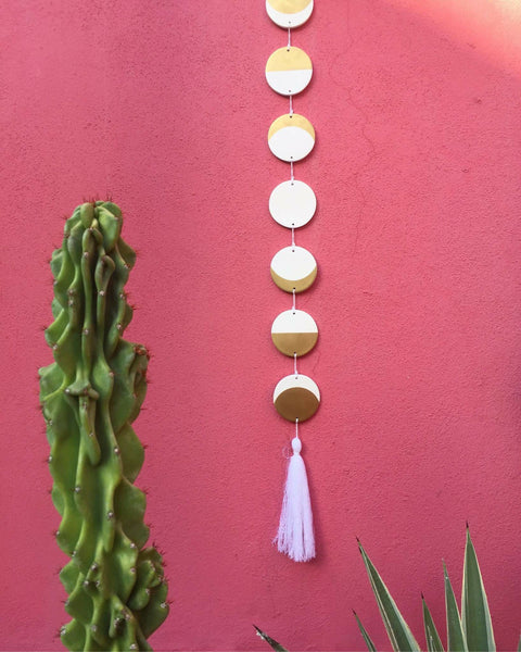 Vertical Moon Phase Wall Resin Hanging with Tassel | Artisan Revival