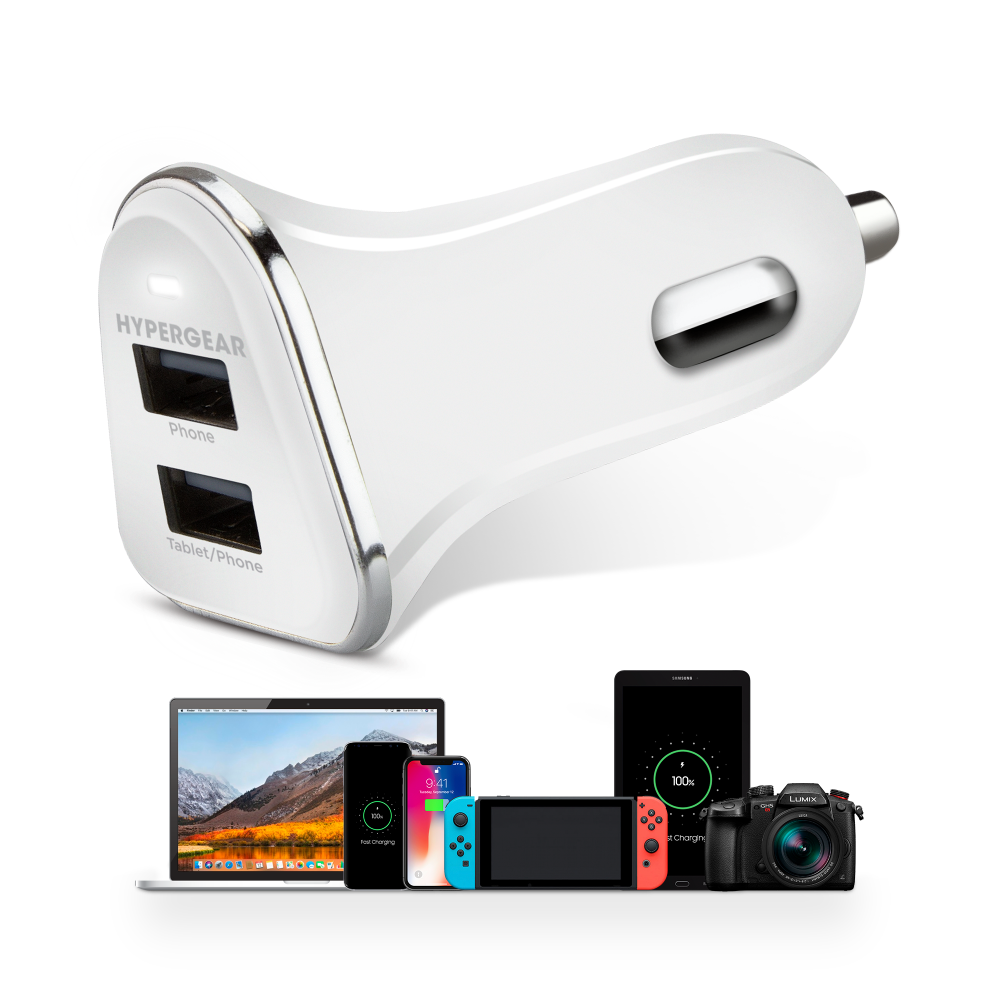 HyperGear 17W Dual USB Car Charger | White