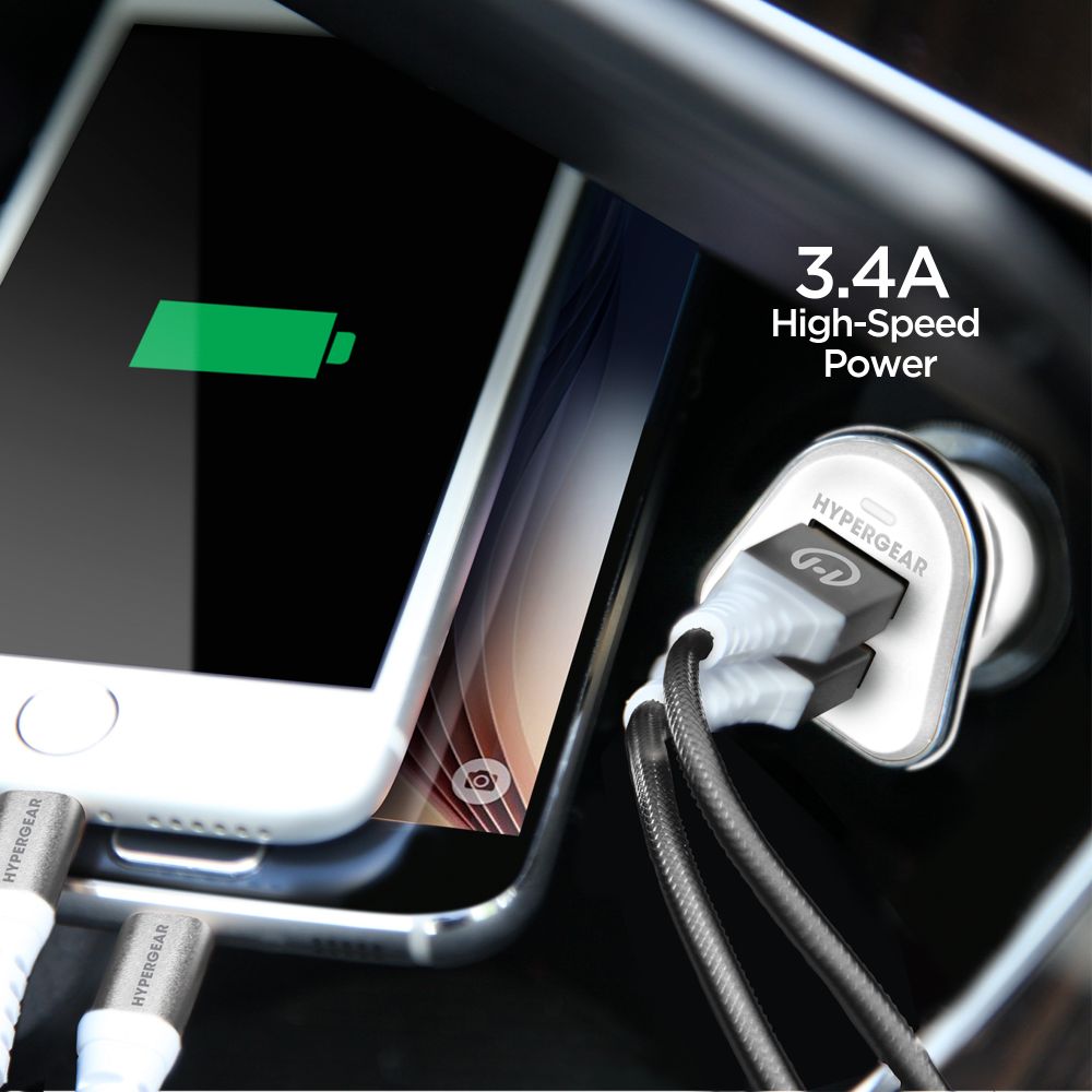 HyperGear 17W Dual USB Car Charger | White