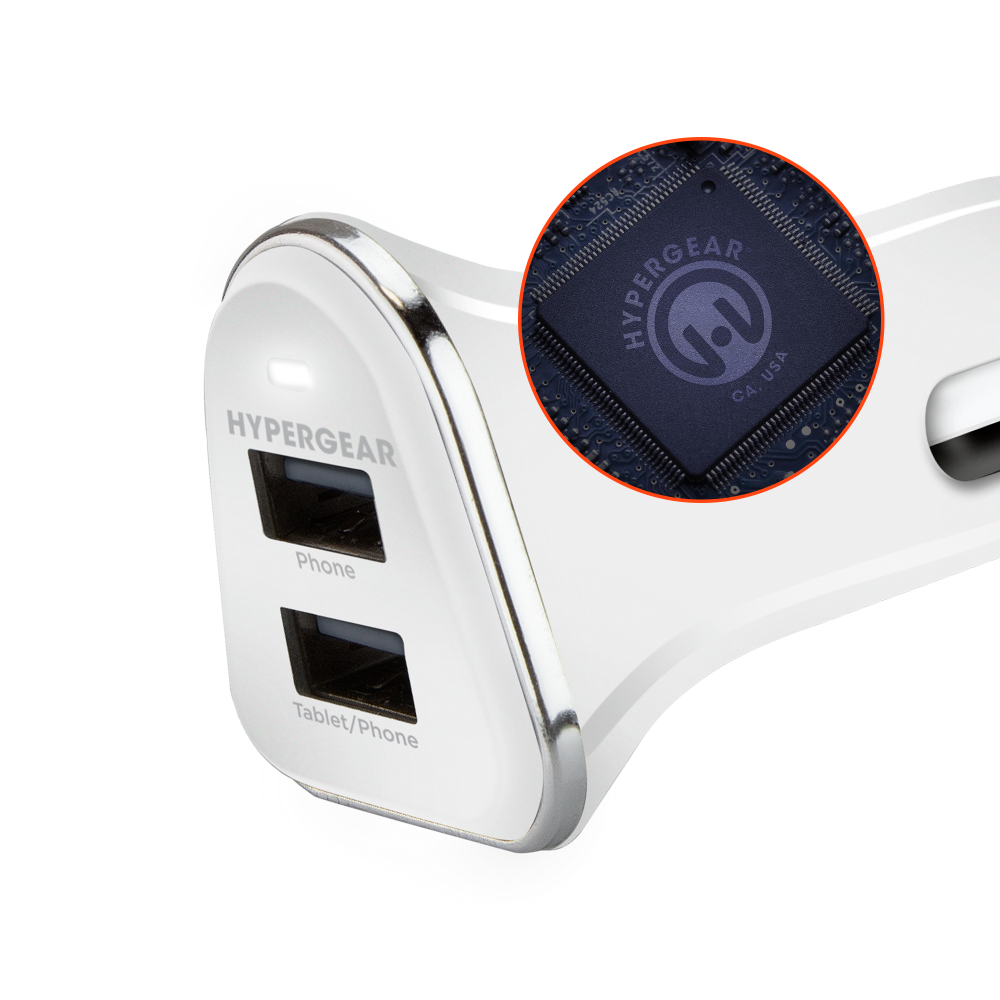 HyperGear 17W Dual USB Car Charger | White