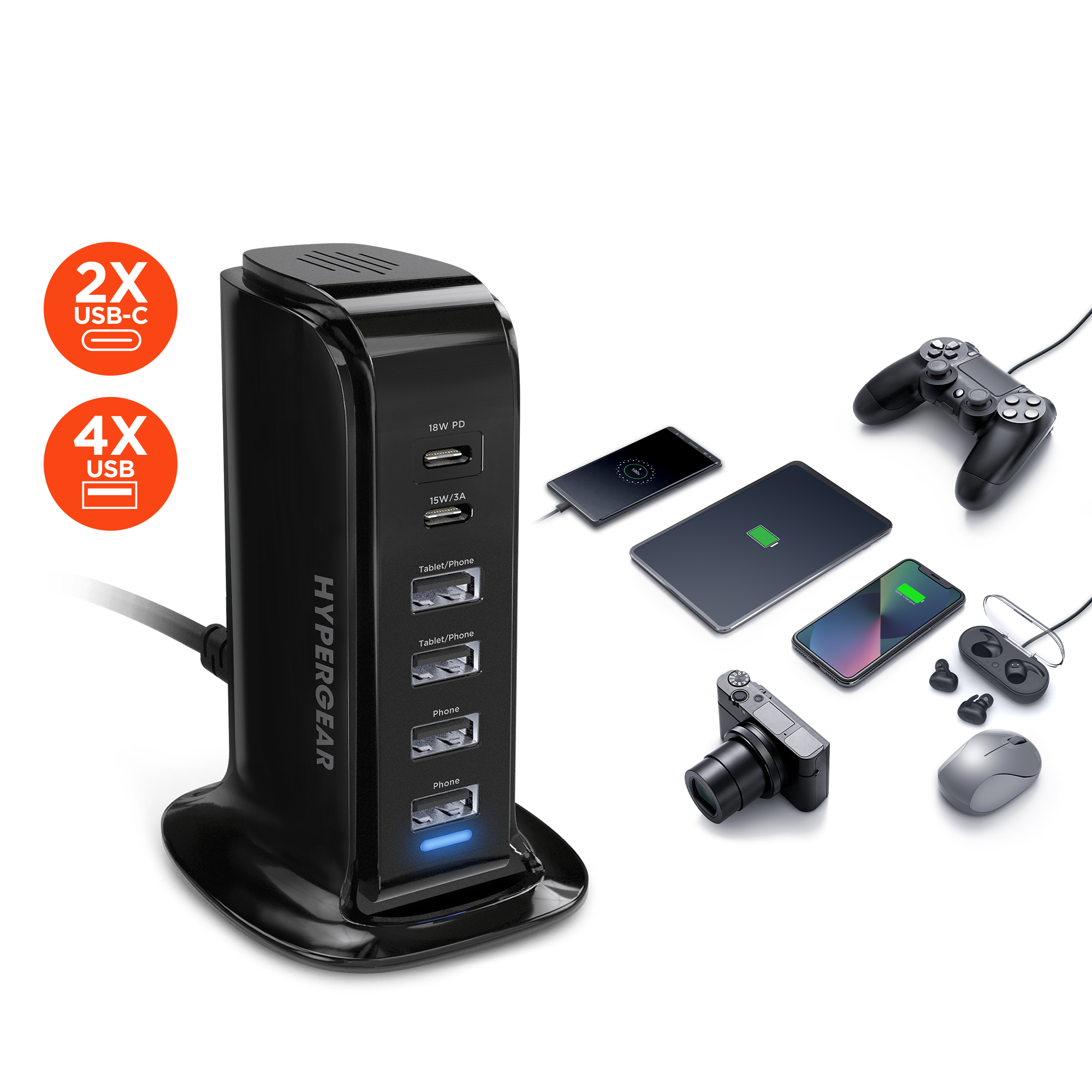 Power Tower, 42W 6 USB Charging Station