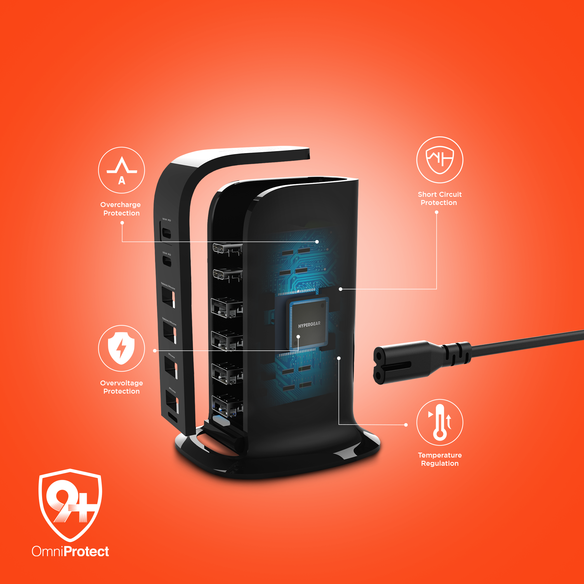 HyperGear Power Tower 42W 6 USB Charging Station