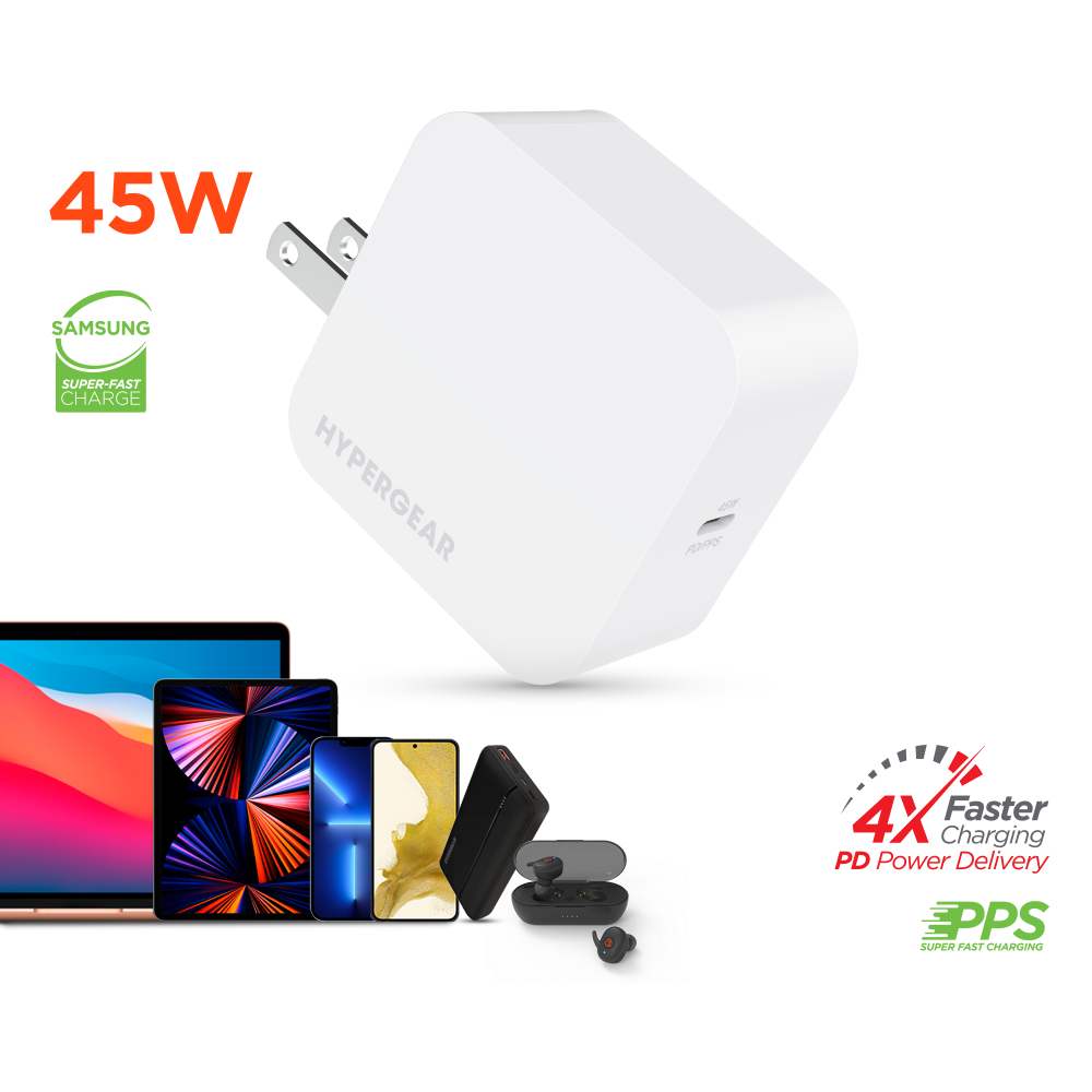 HyperGear SpeedBoost 45W USB-C PD/PPS Super-Fast Wall Charger