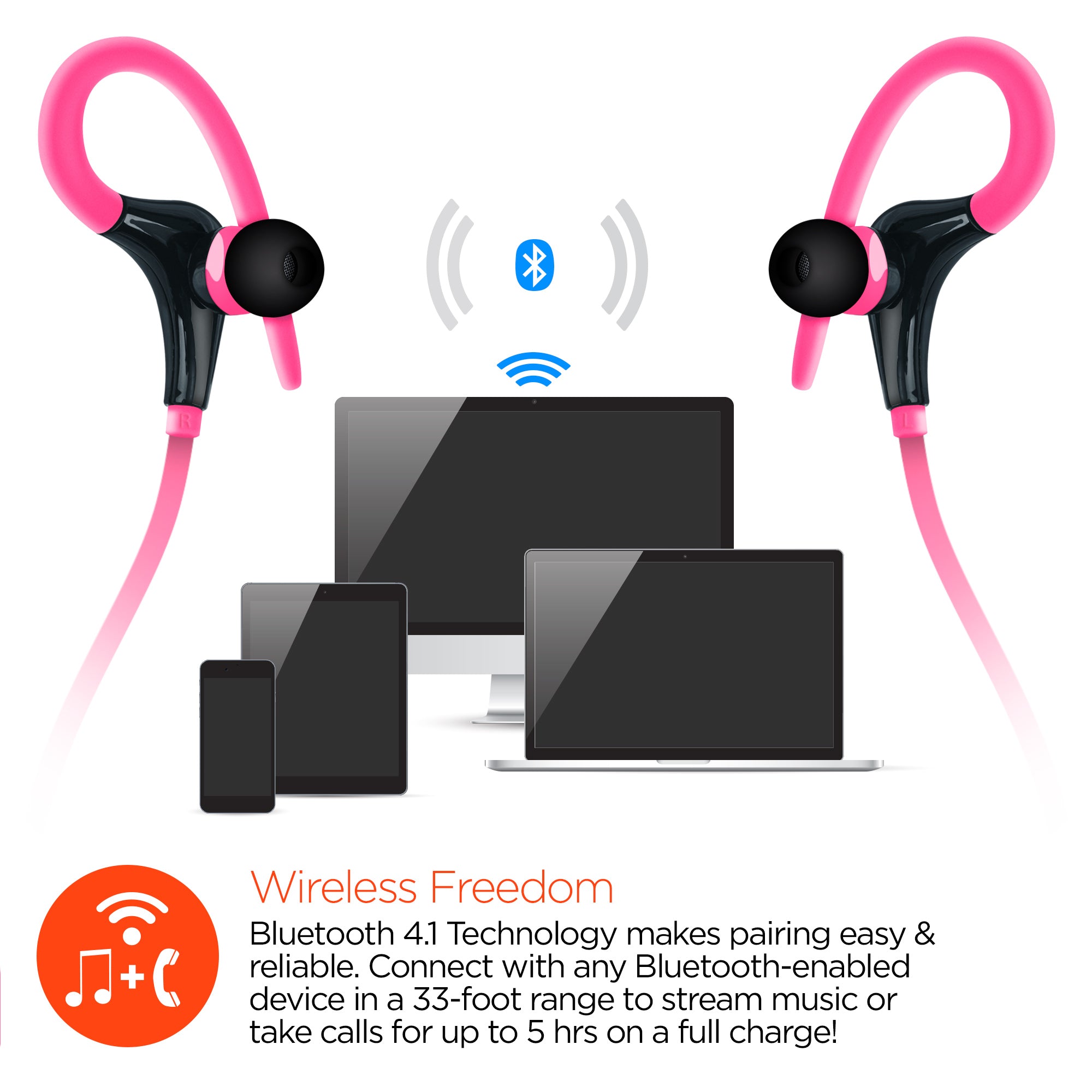 handicap Samenpersen Relativiteitstheorie HyperGear Marathon Sport Wireless Earphones - Active Pink – HYPERGEAR