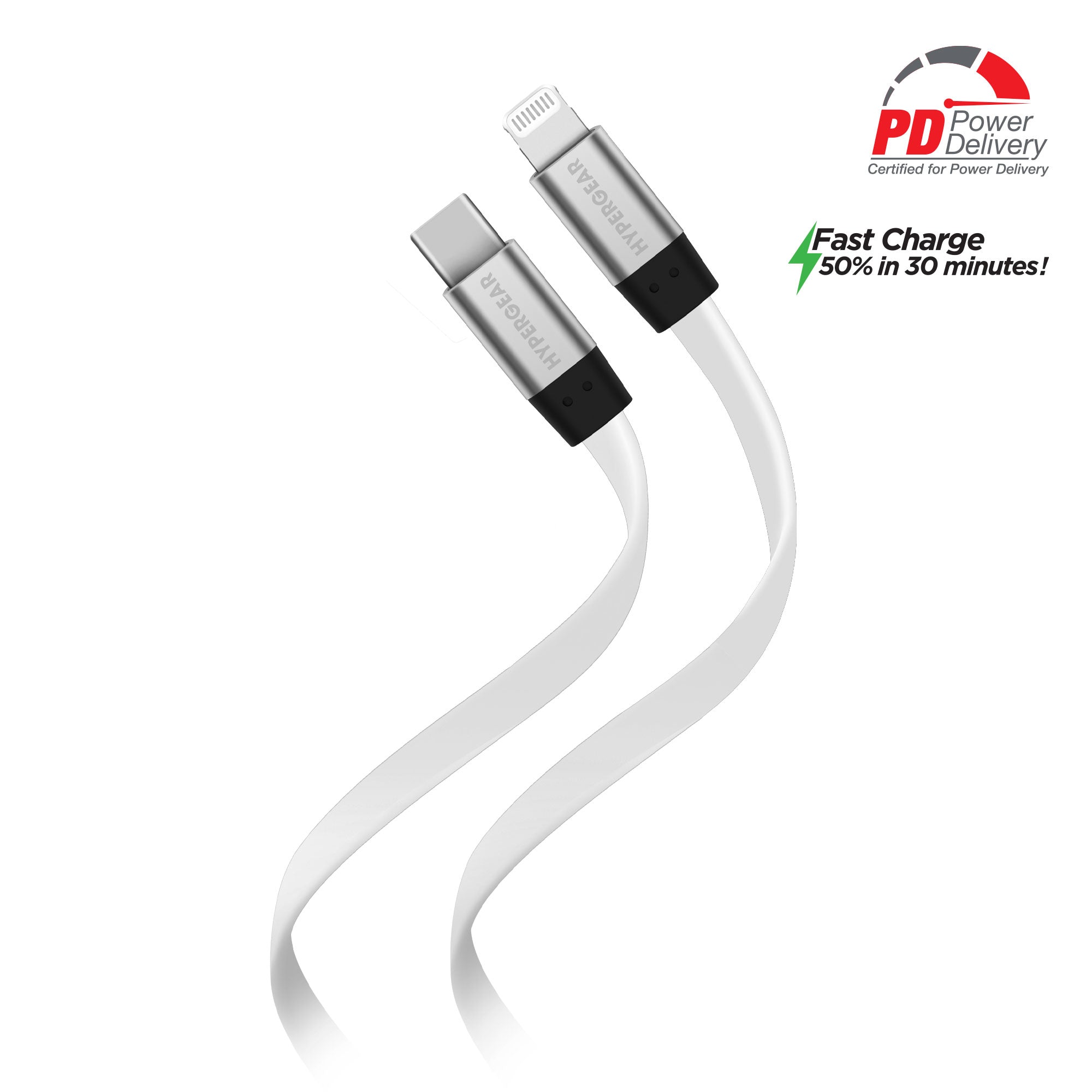 De uitzetten Lezen USB-C to Lightning Cable - Flat 6ft WHITE | HyperGear – HYPERGEAR