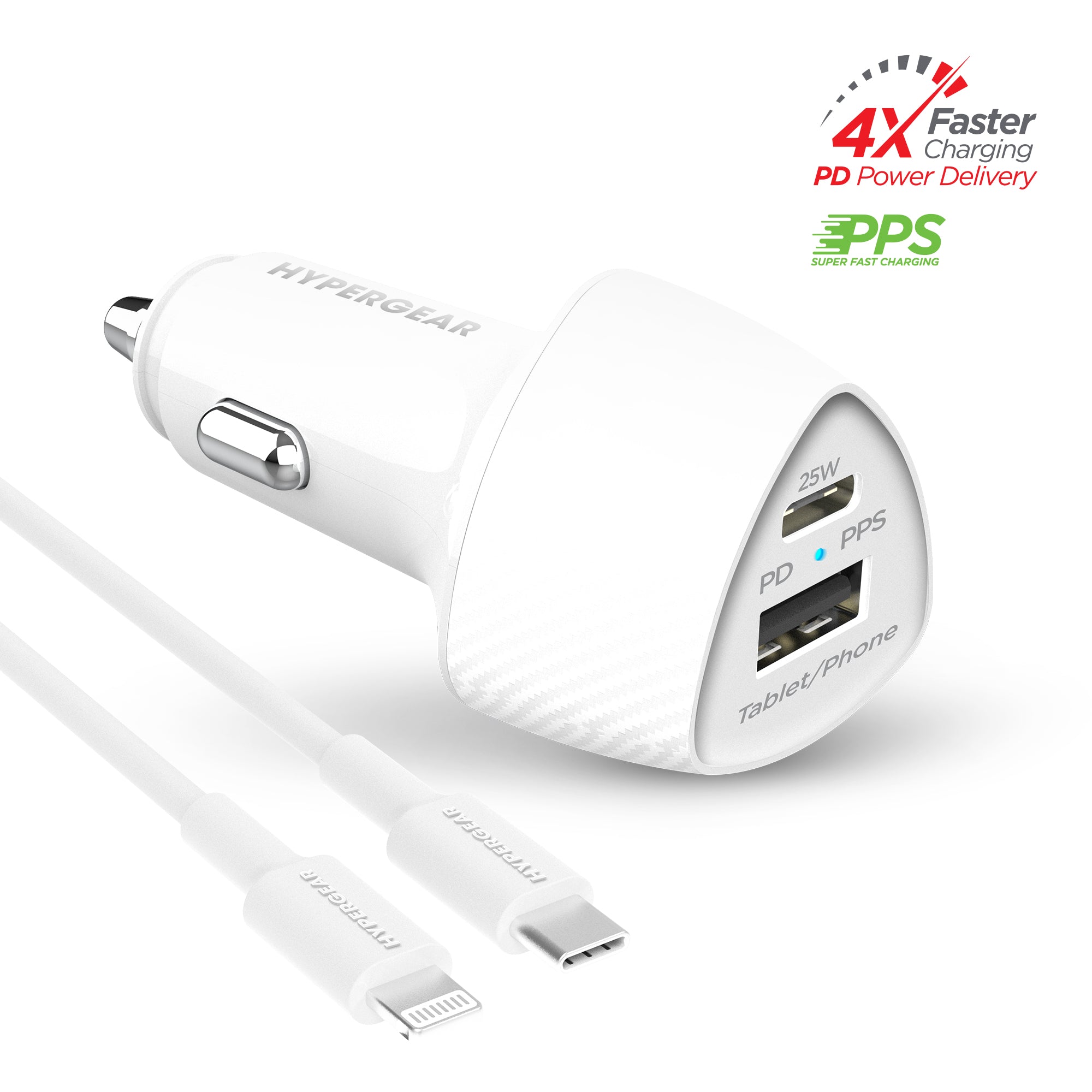 25W USB-C/USB Car Charger w/Apple Lightning Cable | HyperGear – HYPERGEAR