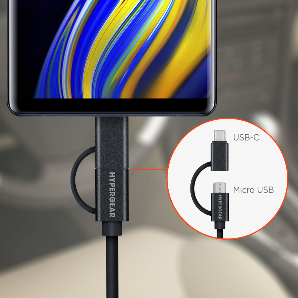 HyperGear Rapid Vehicle Charger with 4ft Hybrid USB-C + Micro USB Cable –  HYPERGEAR