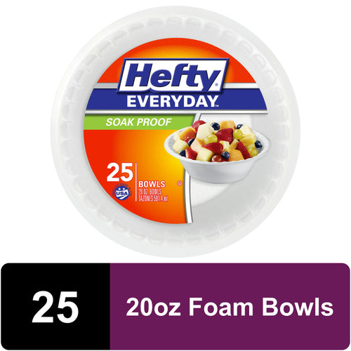 Hefty Soak Proof Foam Bowls, White - 50 count