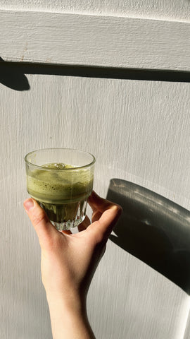 Matcha with Extra Virgin Olive Oil. Morning Antioxidant Bomb.