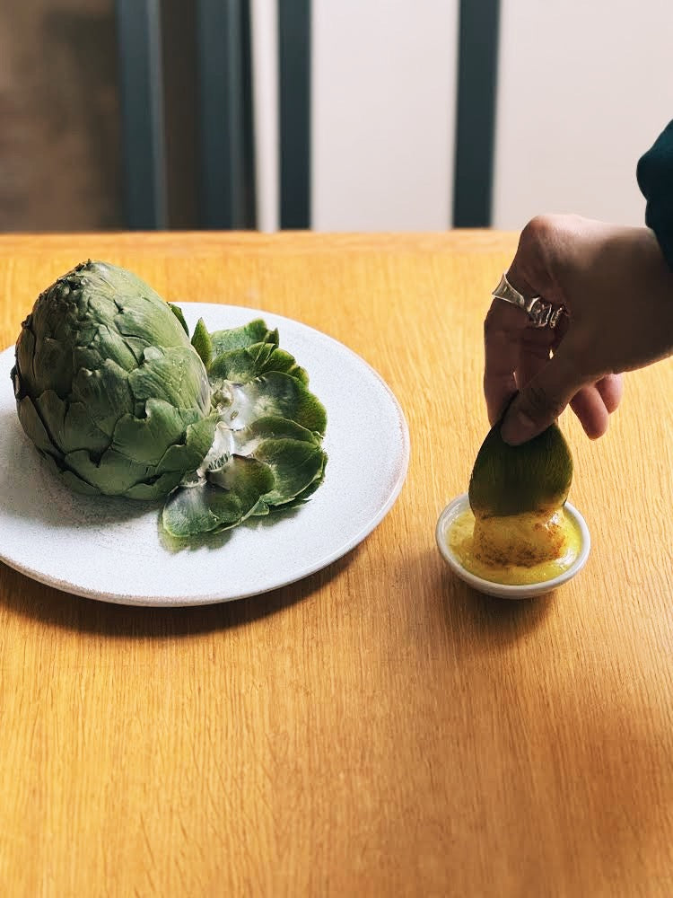 Artichoke with aioli dip