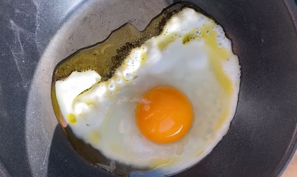 Frying in extra virgin olive oil.