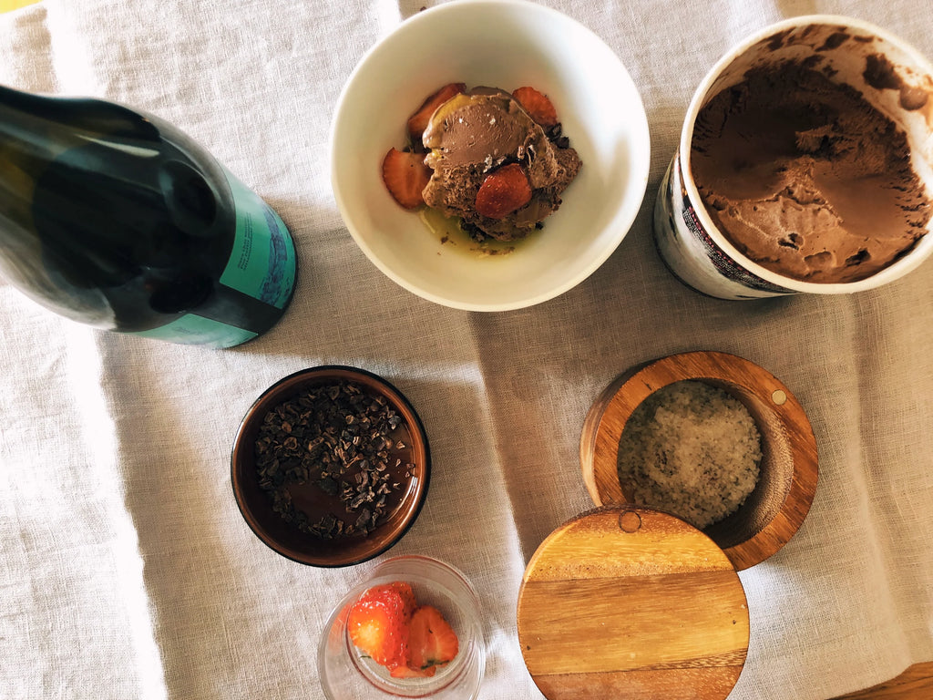 Ice cream with salt and olive oil