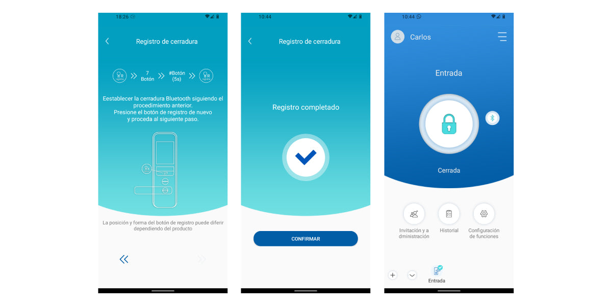 App Excel Smart Doorlock - Registro de la nueva cerradura digital Bluetooth