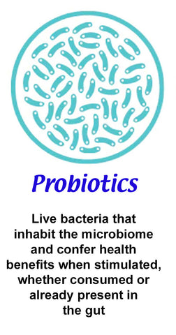 Probiotics are live bacteria that inhabit the microbiome and confer health benefits when stimulated, whether consumed or already present in the gut