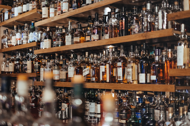 image of rows and rows of alcohol bottles