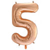 5 Rose Gold Number Foil Balloons 86cm (34")
