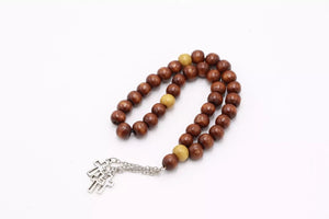Olive Wood Rosary Hand Made Bethlehem Three Crosses Holy Land Prayer Religion - Orthodox Depot