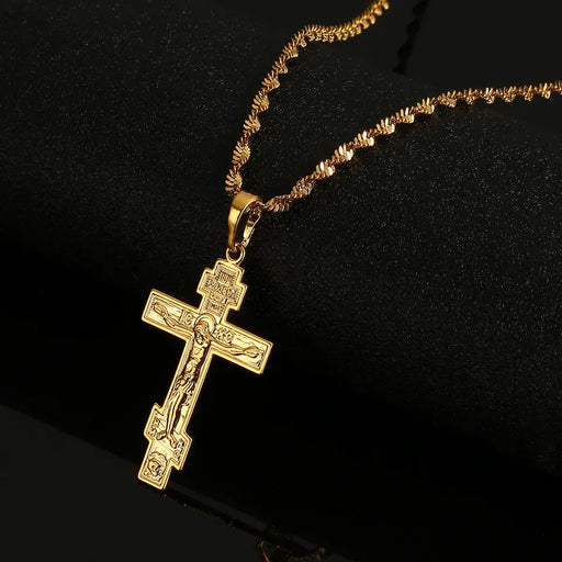 Handmade Olive Wood Orthodox Cross & Necklace from the Holy Land