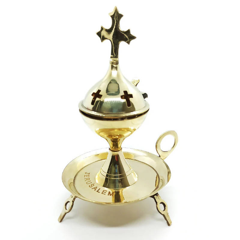 Jerusalem Frankincense Resin Burner Natura Incense Brass Holy Land Cop —  Orthodox Depot