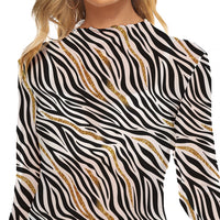 Thumbnail for Zebra Skin Long Sleeve Mesh T-shirt