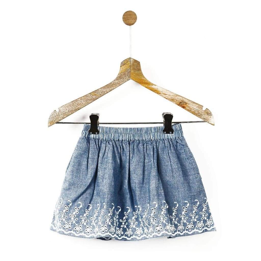 gathered embroidered skirt