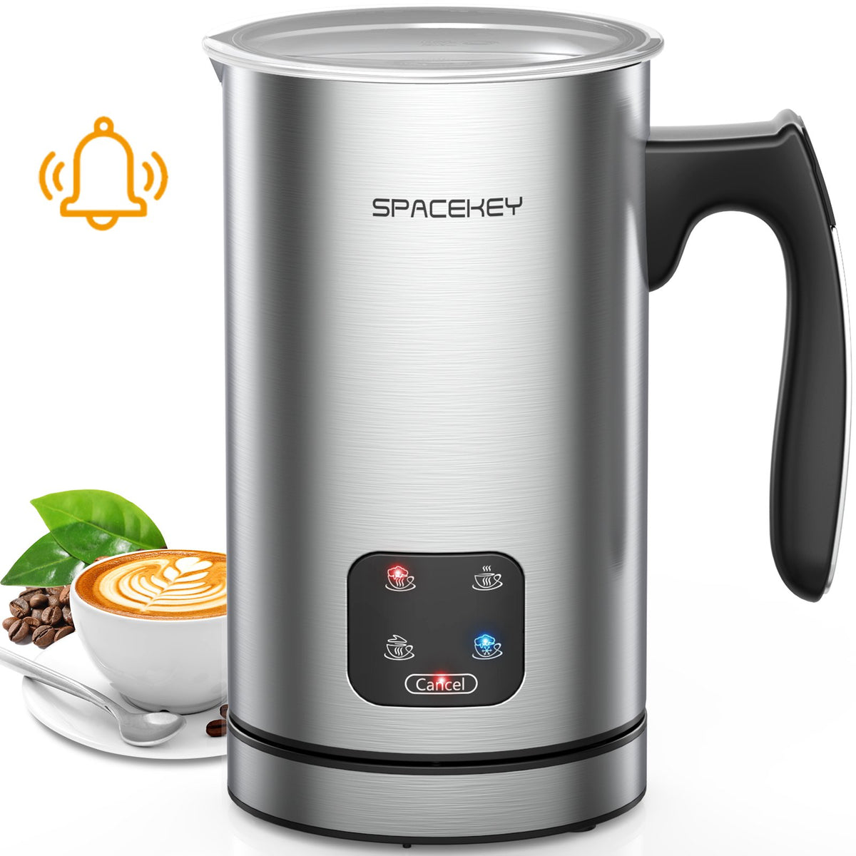 SPACEKEY Milk Frother, 4 IN 1 Automatic Milk Foam Maker for Hot & Cold ...