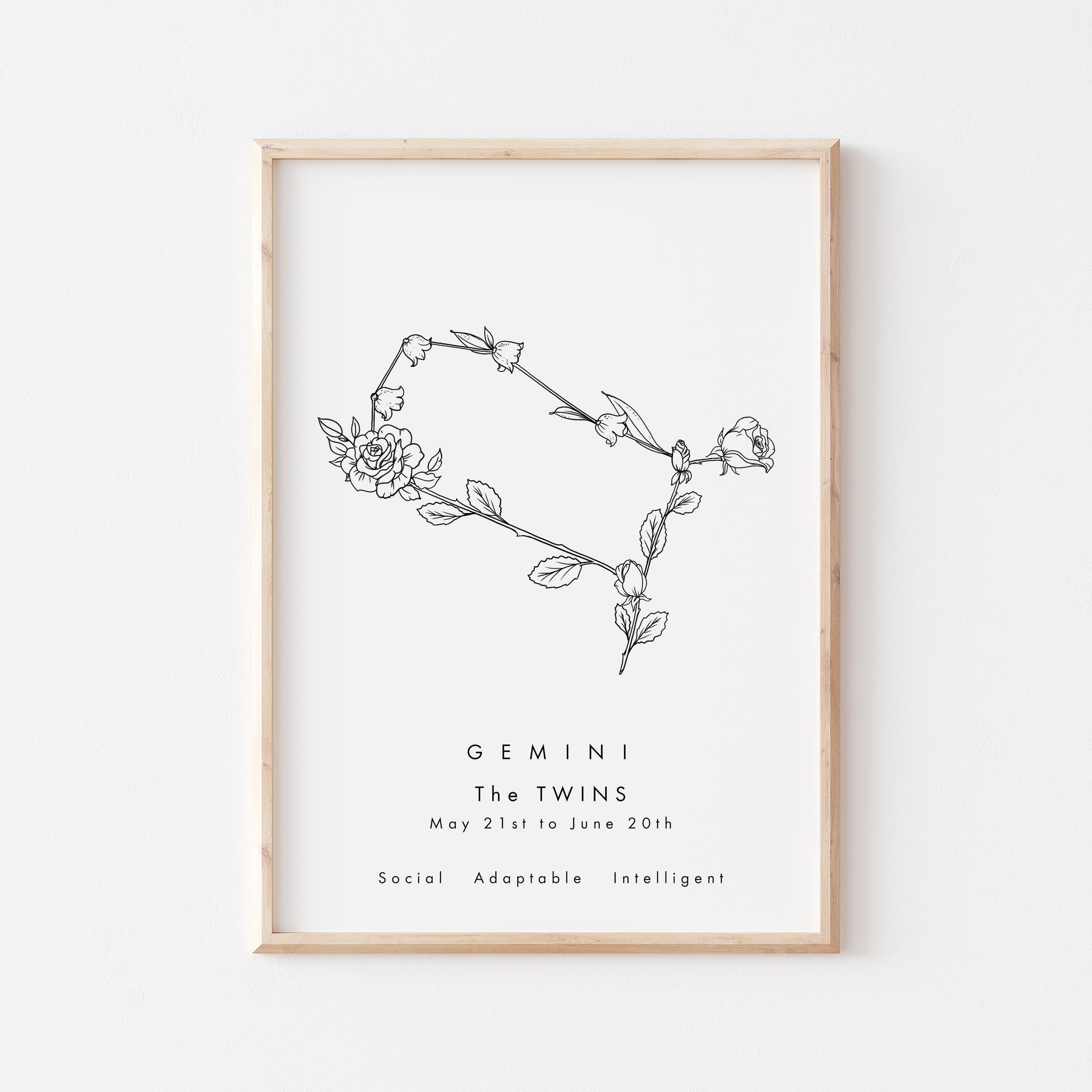 Gemini  Constellation  Birth Flower Print  Lara Vinck