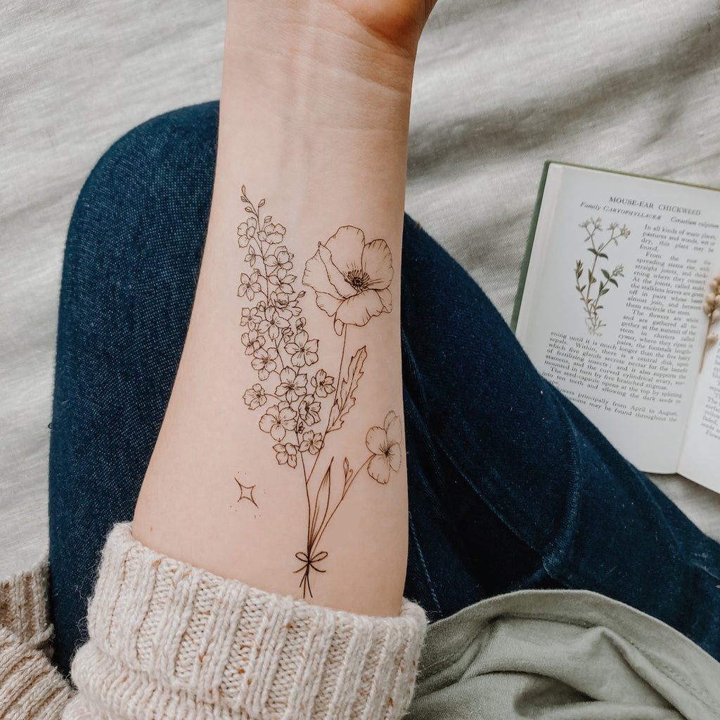 Beautiful large vintage floral temporary tattoo