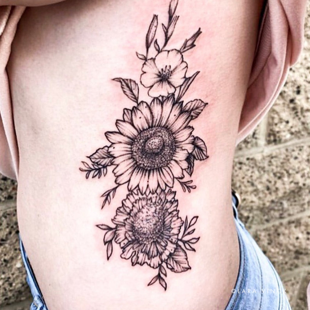 Large Floral Rib Tattoo  Tattoo Abyss Montreal