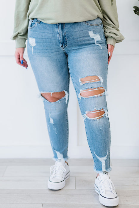 Kancan Here For Each Other Full Size Run Distressed Cropped Skinny Jeans