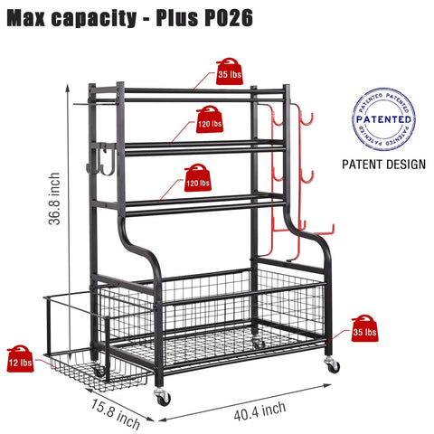 Ltmate 180 lbs. Weight Capacity Yoga Mat Storage Home Gym Workout Equipment Storage Rack Multifunction Equipment Rack