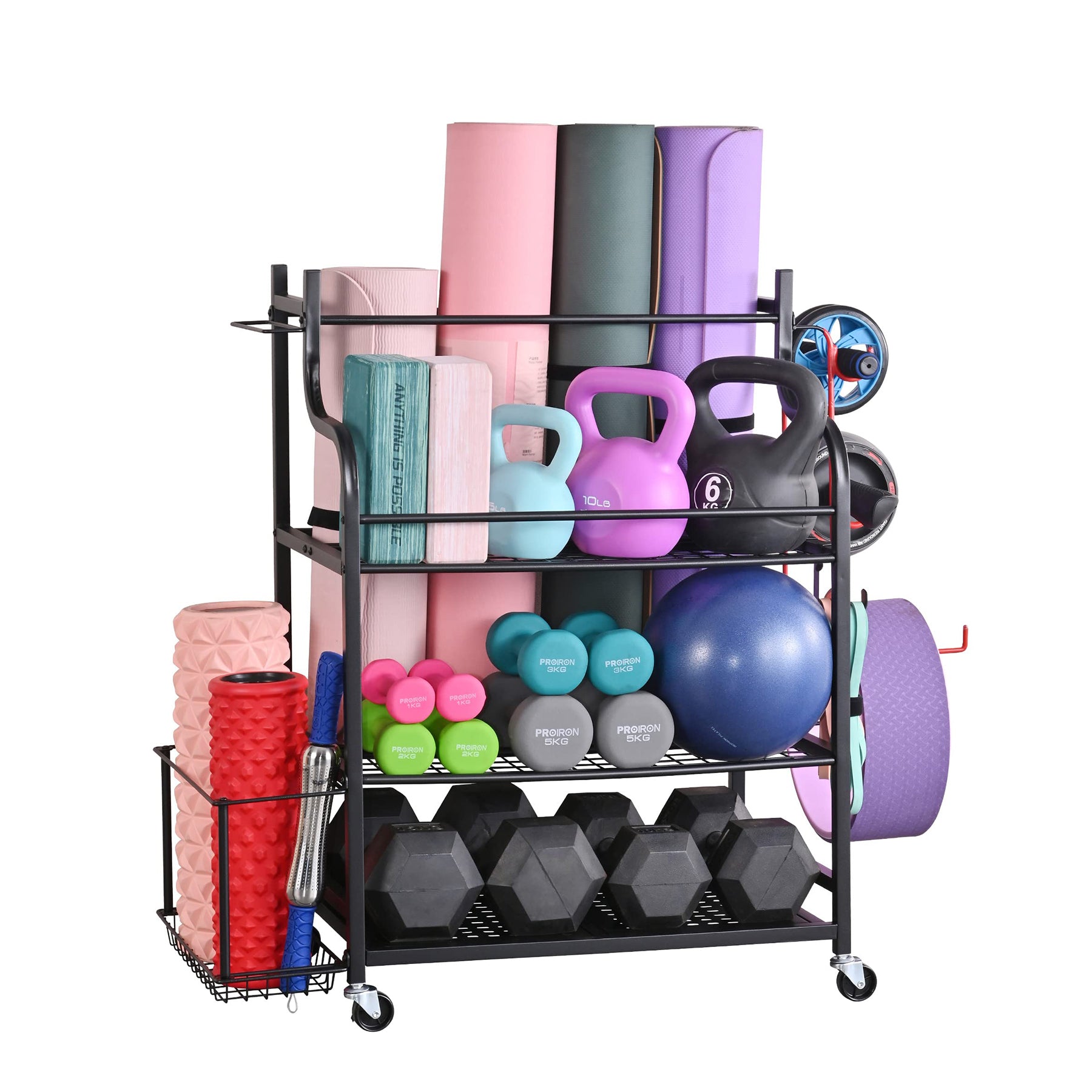 Mythinglogic Yoga Mat Storage Racks, Home Gym Weight Rack Storage for ...