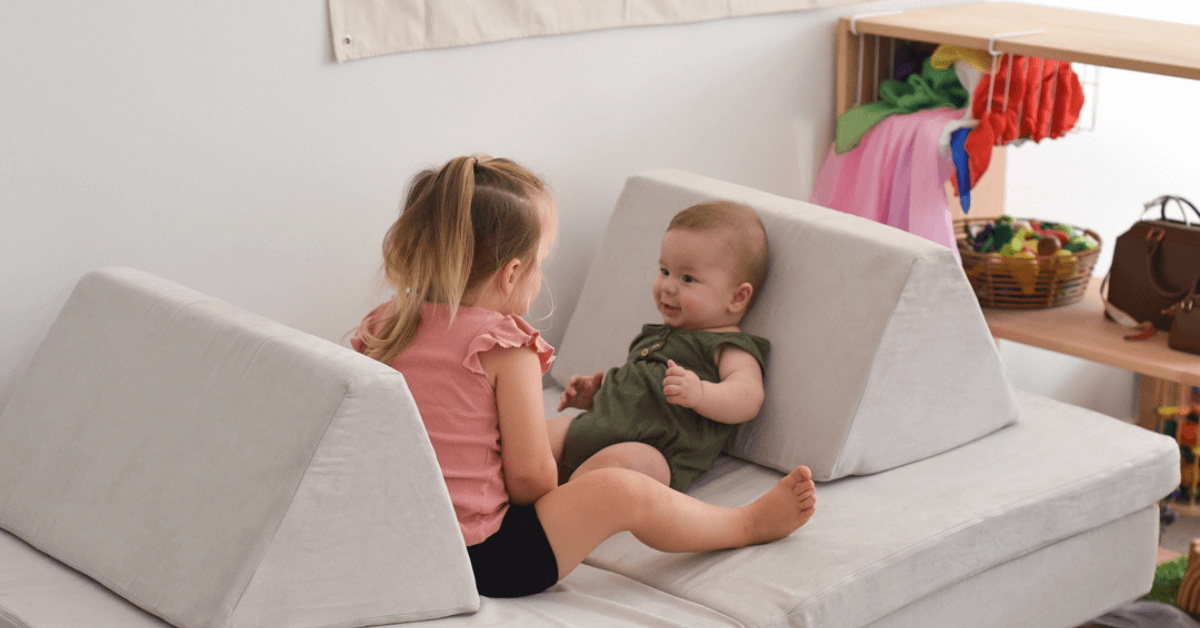 A kids foam play couch from Funsquare features the kind of back support that sustains good posture