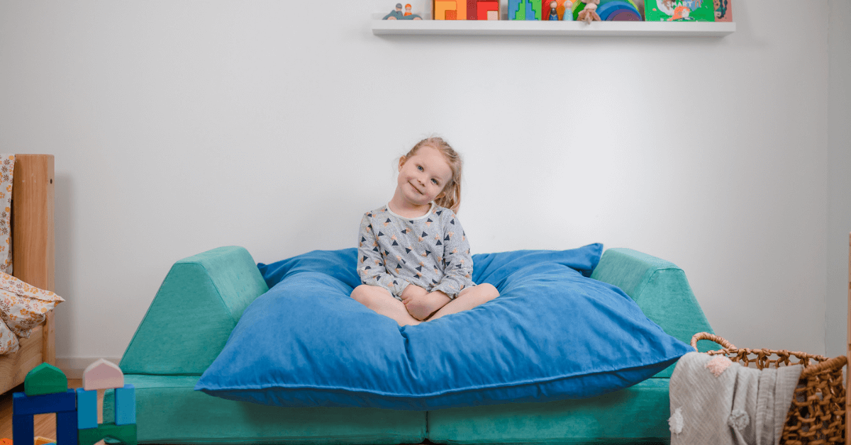 A soft blue Funsquare Crash Pad can be the perfect tool to help them relax, unwind, and make a smooth transition to sleep