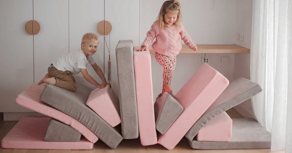 Combine all the features of the Funsquare play couch for an indoor obstacle course they'll love!