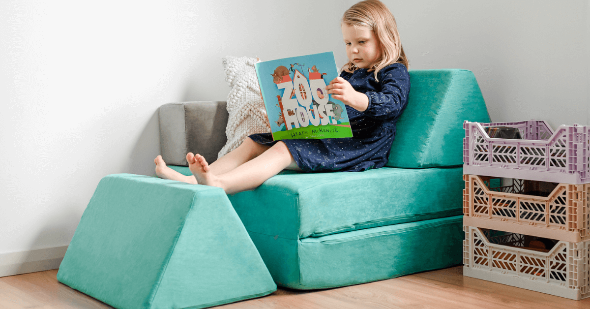 The Funsquare Play Couch Sofa is great for homes of all sizes and spaces - just look at how easily it converts to fit into this little nook!