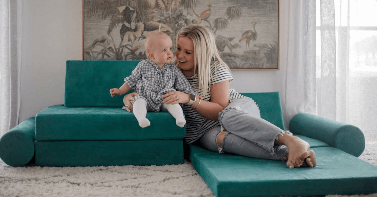 The Funsquare Play Couch is baby-safe space friendly, just look how this mumma created the ideal space for her little one to move about and grow, safely!