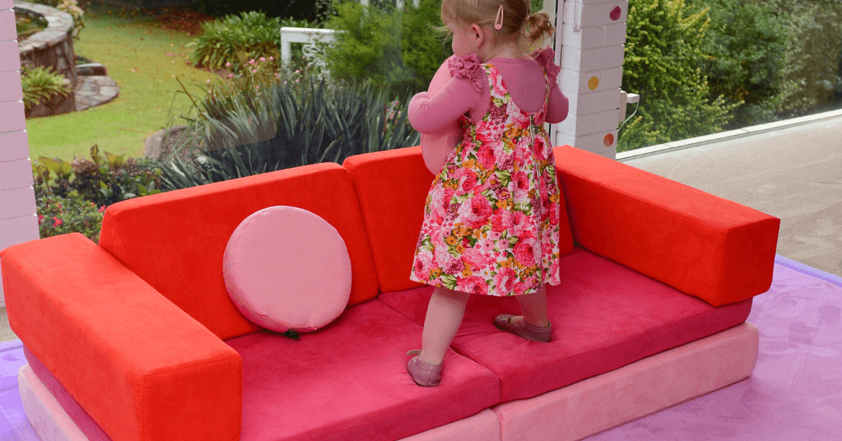 uplevel your playroom with all the colours of the rainbow in this play couch