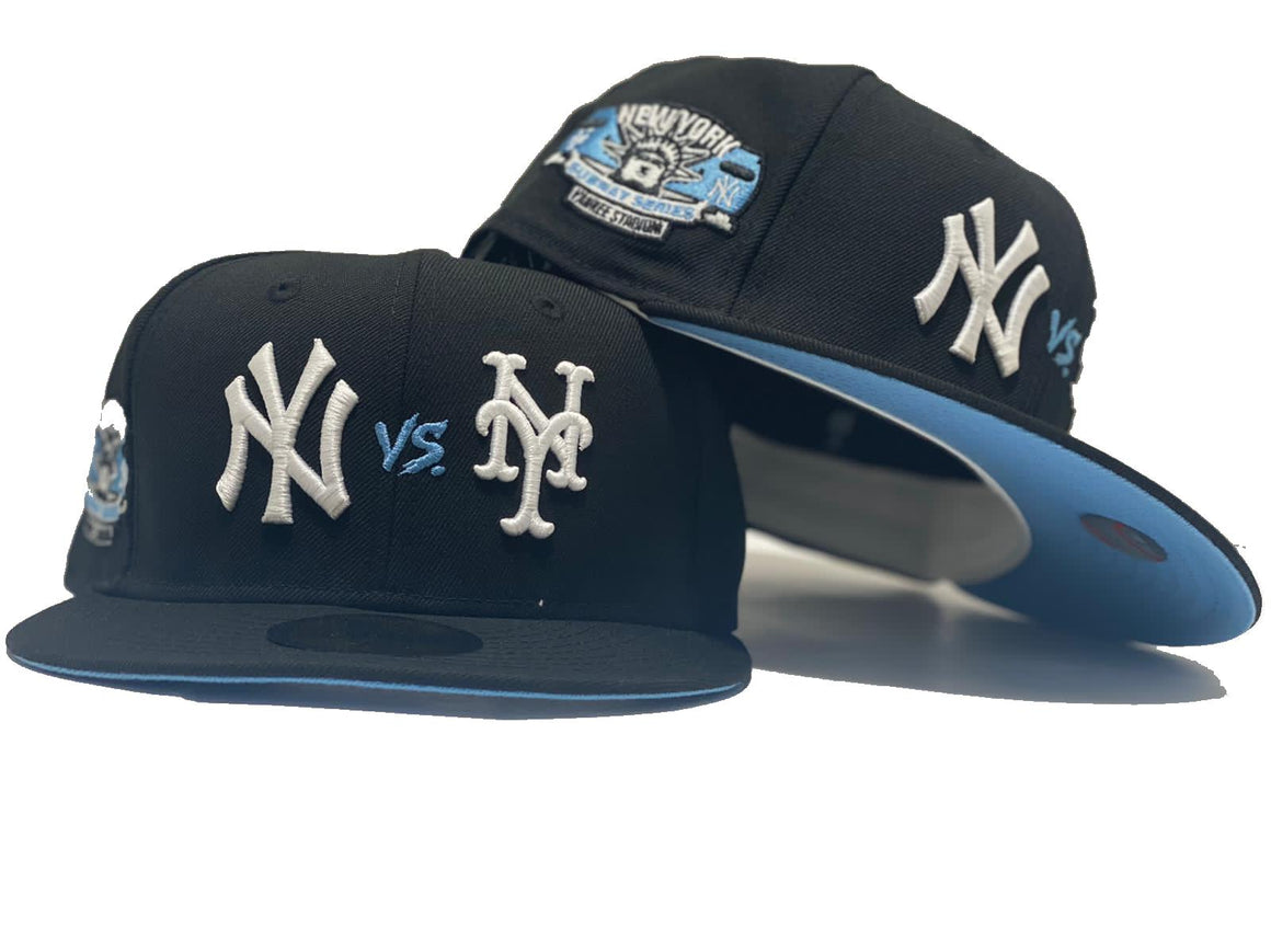 NEW YORK YANKEES * METS SUBWAY SERIES BLACK ICY BRIM NEW ERA FITTED HA