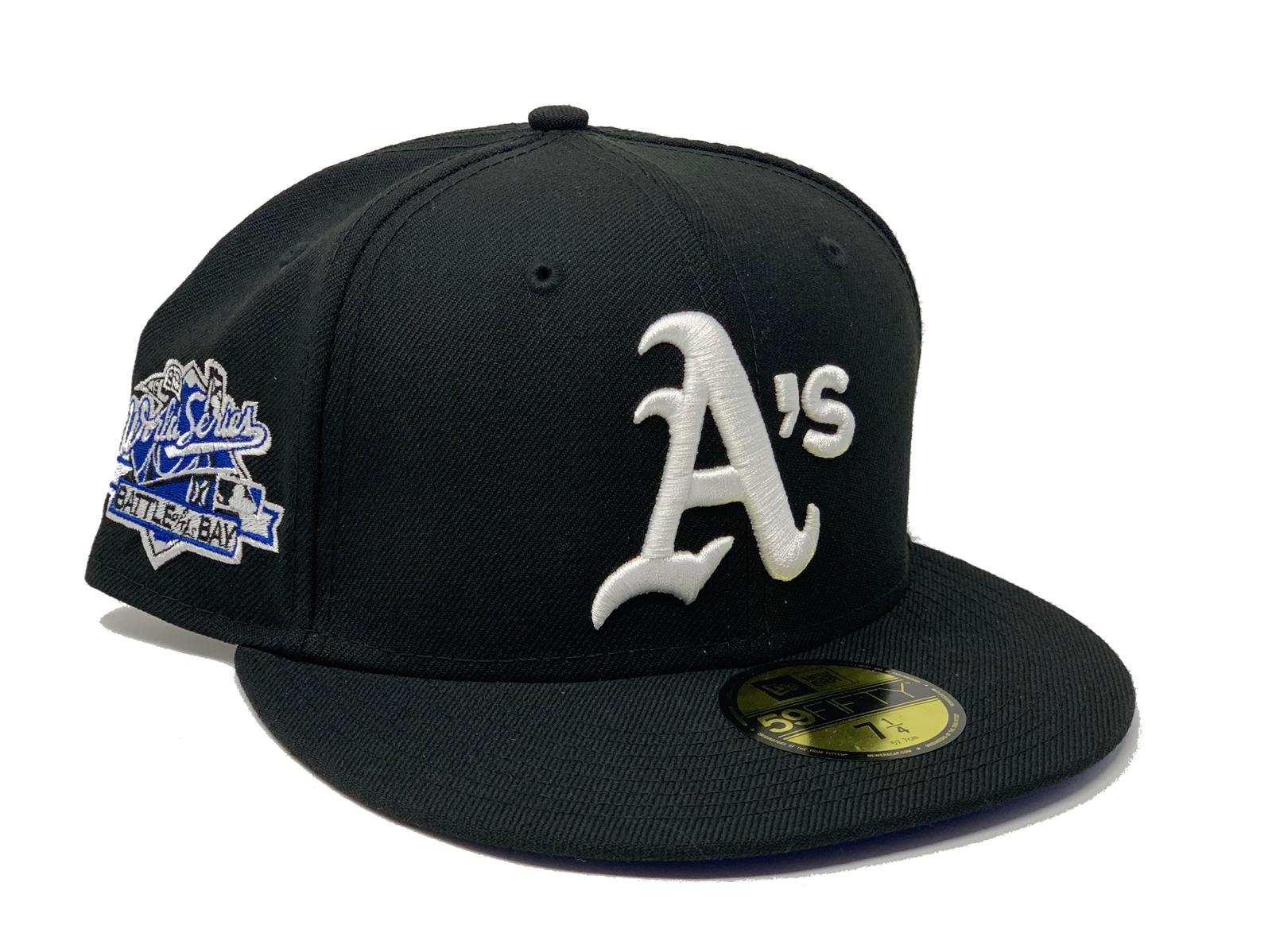 OAKLAND ATHLETICS 1989 BATTLE OF THE BAY BLACK ROYAL BRIM NEW ERA FITT ...