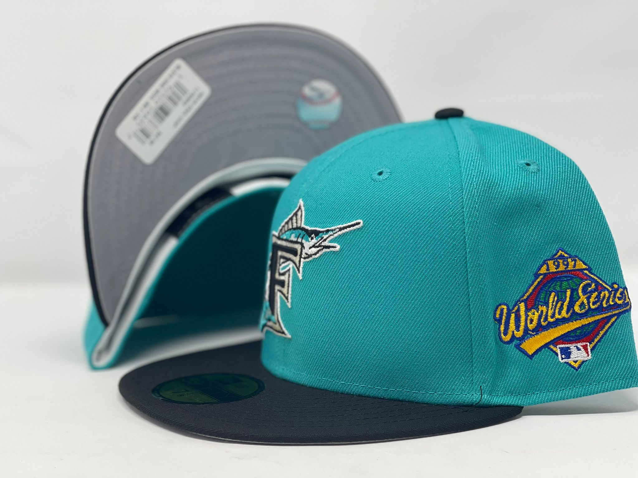 Teal Florida Marlin On Field 1997 World Series New Era Fitted Hat ...