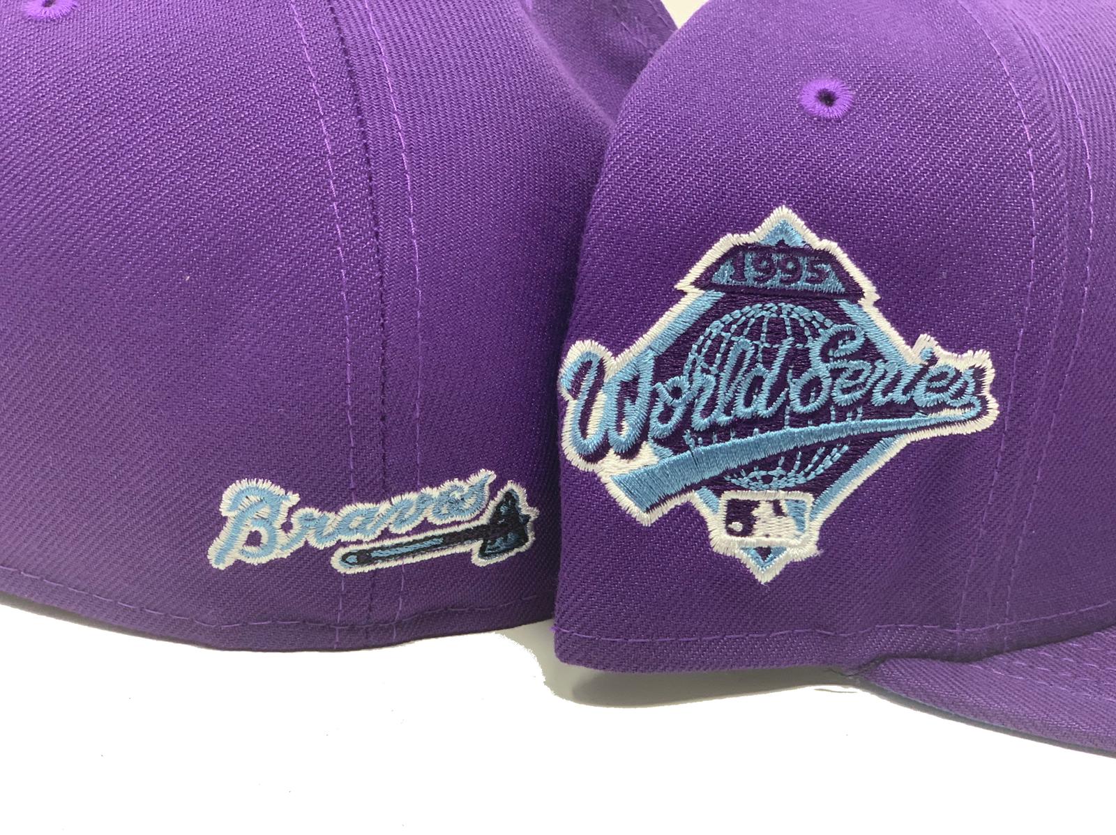 Purple Atlanta Braves 1995 World Series Ligature Logo Fitted Hat ...