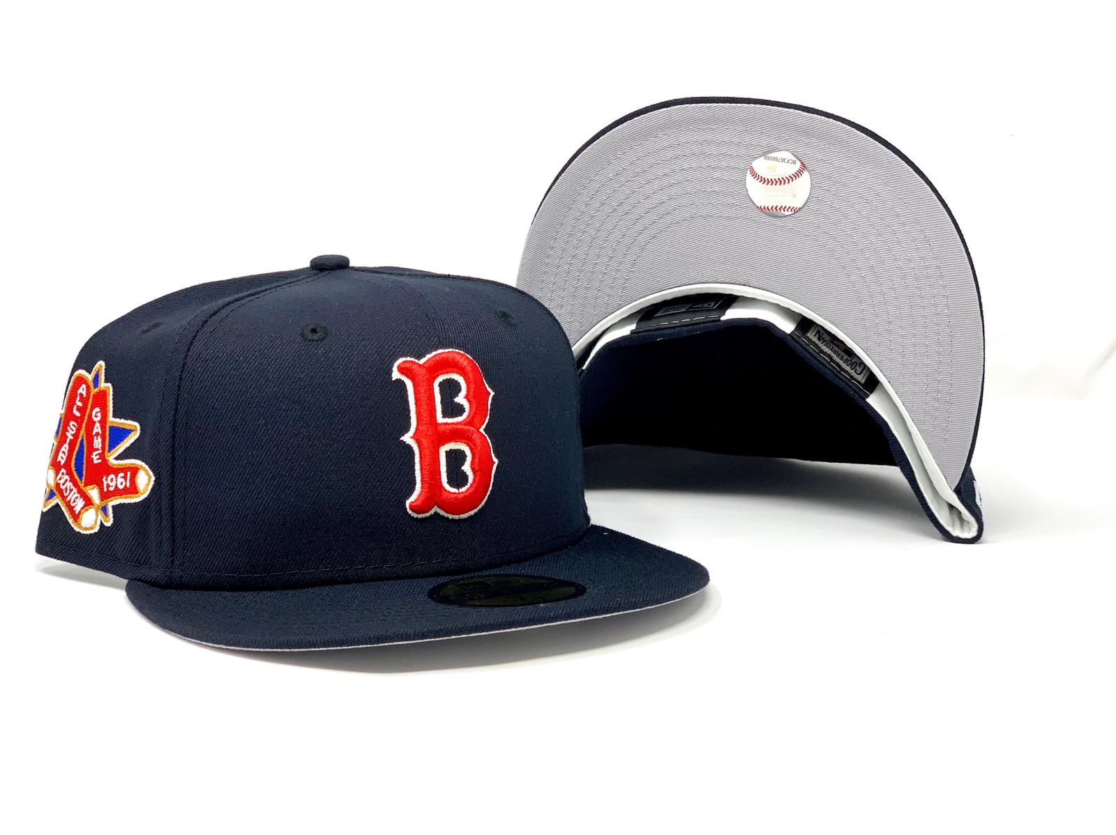 boston red sox fitted hat grey brim