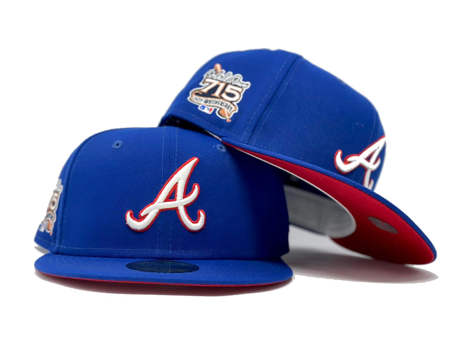 ATLANTA BRAVES HANK AARON'S 715 HOME RUN ROYAL RED BRIM NEW ERA FITTED